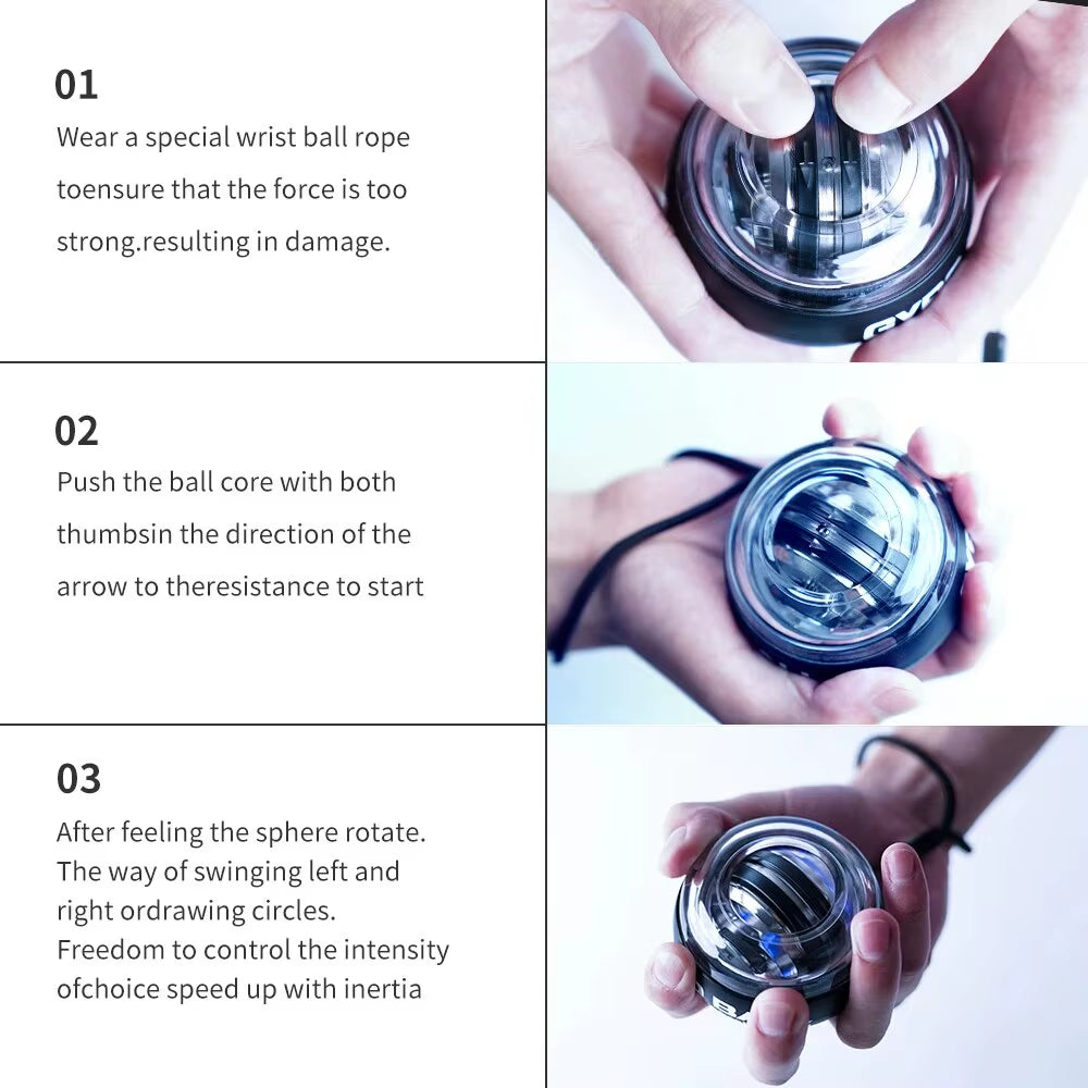 LED Gyroscopic Wrist Trainer - Auto-Start Arm and Forearm Exerciser for Enhanced Strength and Fitness